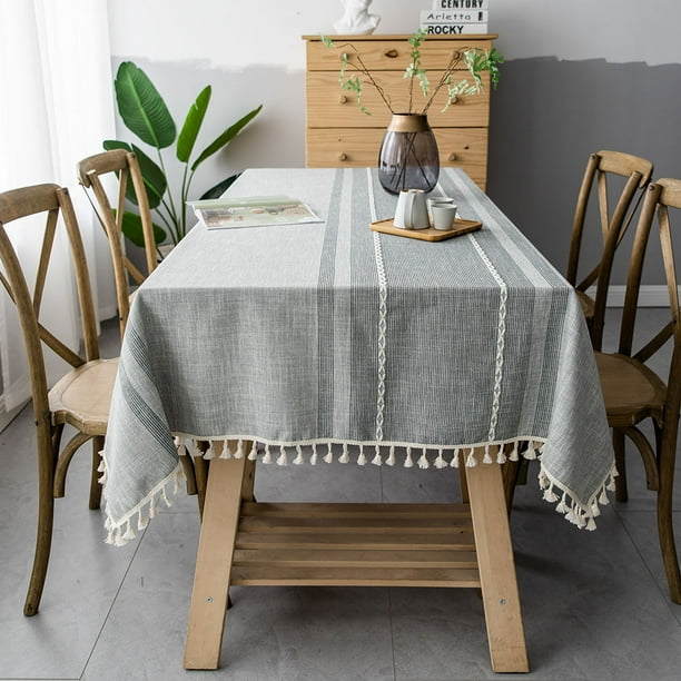 Plaid Simple Tablecloth Solid Color Tassel Coffee Table Cover Dining Table Cloth